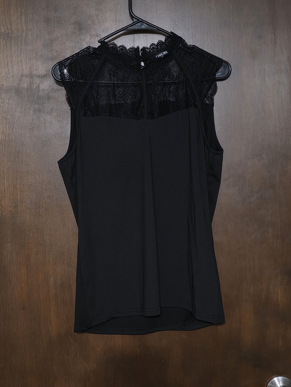 ChicMe Black Lace Yoke Sleeveless Top